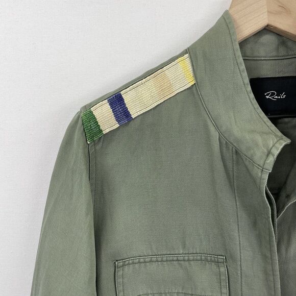 Rails Jacket‎ Womens Small Green Relaxed Linen Military Utility Festival Coastal - Picture 5 of 16